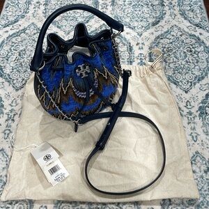 Tory Burch Fleming Soft Flame Stitch Bucket Bag